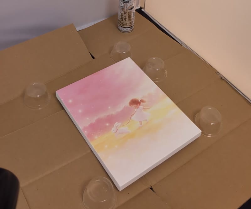 木枠のキャンバスに仕立てた作品